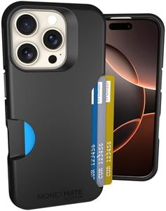 Scooch® for iPhone 16 Pro Case with Card Holder, Moneymate Wallet Case with Hidden Card Slot and Protection for 4 Cards, 10-Foot Drop Protection, Black