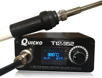 QUICKO T12 Soldering Iron Station OLED Display Temperature Controller Electronic Welding Iron Tips Handle Aluminum Alloy Case Power Equipments 110V T12-ILS JL02 KU BL BC1 Sting (SET5)