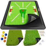 SAPLIZE Replaceable 3-in-1 Golf Hitting Mat with Heavy Duty Base, 13" x 17" Tri-Turf (Impact Mat/Fairway/Rough) for Hitting, Chipping, Putting and Tracing Swing Path Golf Practice Mat