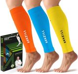 NEWZILL Calf Compression Sleeve for Men & Women | Footless Compression Socks for Shin Splint Relief, Varicose Veins | Leg Sleeve for Running, Travel, Nursing, Fitness (Orange/Yellow/Blue 3Pairs XXL)