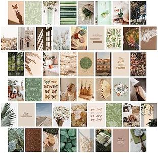 KOSKIMER Boho Wall Collage Kit Aesthetic Pictures, 50 Set 4x6 Inch, Earthy Room Decor Aesthetic, Saga Green Photo Collage Kit, Boho Posters for Teen Girl Dorm Bedroom, Trendy Collage Wall Decor