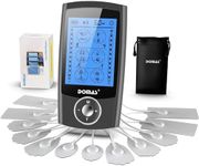 DOMAS TENS Unit Muscle Stimulator with 24 Modes Rechargeable TENS Device Electronic Pulse Massager Physical Therapy Equipment with12 PCS Electrode Pads for Natural Pain Relief