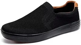 TIOSEBON Men's Memory Foam Mesh Walking Shoes Arch Support Comfort Slip-on Loafer Black 10.5 US