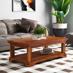 AADITYA WOODS Wooden Coffee Tea|Centre Table for Living Room | Drawing Room & Office- Natural Teak Finish12