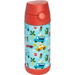 Snug Kids Flask - Stainless Steel Insulated Water Bottle with Straw for Children/Toddlers (Girls/Boys) - Cars, 350ml