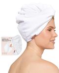 Kitsch Microfiber Hair Towel Wrap for Women - Quick Dry Hair Wrap Towel After Shower | Microfiber Towel for Hair | Hair Drying Towel Wrap | Hair Towels | Head Towel Wraps for Women (White)