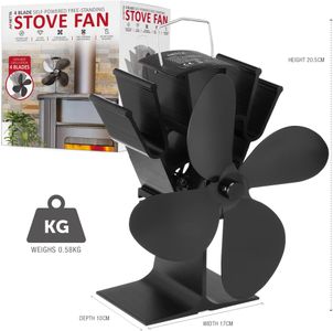 NETTA 4-Blade Stove Fan – Black Heat Powered Fireplace Fan