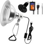 Simple Deluxe 150W Reptile Ceramic Heat Bulb with 8.5 Inch Clamp Lamp and Digital Thermostat Controller Combo Set for Incubating Chicken & Amphibian Pet