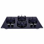 Elica Hob 4 Italian Burner Auto Ignition Glass Top with Direct Multi-Flame Brass Burner Gas Stove (FLEXI 470 LOTUS IND FLAME HD BRASS)