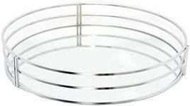 Carousel Home and Gifts Silver Mirror Glass Metal Decorative Candle Plate Holder - Table Centrepiece Tealight Tray Perfume Display