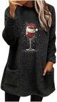 Clearance Items Daily Deals Red Wine Glass Sherpa Sweatshirt for Women 2024 Christmas Faux Fleece Pullover Crewneck Winter Sweaters with Pockets Subscriptions On My Account Login