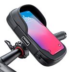 ROCKBROS Bike Handlebar Bag, Waterproof Bike Phone Holder, 360° Rotation Bicycle Cell Phone Mount Sensitive Touchscreen Phone Case for iPhone XR XS MAX X 8 7 / Samsung Galaxy S8 S7 Note 7 up to 6.0"