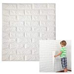 Lukzer 10PC 3D Foam Brick Wall Stickers Panel Self Adhesive Peel & Stick Wallpaper for DIY Wall Home Décor (Thickness 8MM, White, 70 X 77 cm)