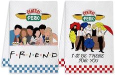 Friends TV Show Merchandise, 2 Pcs Christmas Friends Show Kitchen Towels, Waffle Absorbent Hand Dish Towels for Kitchen Bathroom Home Decorations, Christmas Sock Stuffers for Friends Fans Gifts