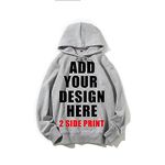 Oucouvip Custom Hoodie Design Your Own Personalized Photo Text Pullover Sweatshirt with Double Sided Printing, Grey, XX-Large