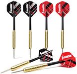 Franklin Sports Steel Tip Darts Set - 6 Pack of 18 Gram Steel Darts - Removable Standard Nylon Flights and Brass Barrels - Lightweight Full Dart Set, Red/Black