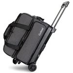 Goloni Double Roller 2 Ball Bowling Bag with Separate Shoe Compartment,2 Ball Bowling Bag with Wheels,Retractable Handle Extends to 40"