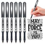 Gelanty Rollerball Pens, 6pcs Black Liquid Ink Ballpoint Gel Quick-Drying Pen for Home, School, Office, Writing, Drawing, Artwork