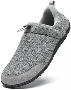 Jakcuz Cold Shoes for Men Wide Toe Lightweight Comfortable Slip on Warm Winter Walking Slippers for Casual Bedroom Home House Grey Size 44
