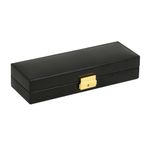 WOLF Heritage Safe Deposit, Black - Seven Jewelry Compartments, One Ring Roll & One Watch Compartment - Includes Lock & Key