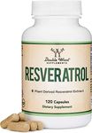 Resveratrol 500mg Per Serving, 120 Capsules (Natural Resveratrol Polygonum Root Extract Providing 50% Trans-Resveratrol) Healthy Aging Support by Double Wood Supplements