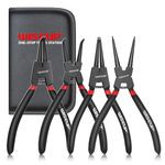 WISEUP Snap Ring Pliers Set Heavy Duty,4PCS-7 inch Internal/External Circlip Pliers Kit,Straight/Bent Jaw Pliers Tips C-Clip Pliers for Ring Remover Retaining