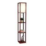 Brightech Maxwell - Modern Shelf Floor Lamp with Lamp Shade and LED Bulb - Corner Display Floor Lamps with Shelves for Living Room, Bedroom and Office - Havana Brown