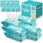 Body Wipes for Adults - XL Wet Wipes 8" x 12" (400 count) | Rinse Free Bathing Wipes - Wash Cloths for incontinence, Disposable Washcloths with Aloe Vera and Vitamin E - Camping, Elderly, Bathing