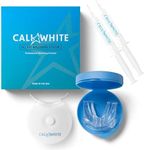 Cali White Teeth Whitening Strip Kit with LED Light and Batteries - Organic Peroxide Teeth Whitening Gel - Set of White Strips - 2x5ml Syringes, Thermoform Whitening Kit Trays and Case