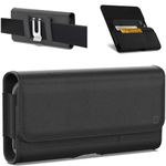 CoverON Holster for Apple iPhone 15 15 Pro/14 14 Pro/13 13 Pro/ 12 12 Pro/11 11 Pro/X Xr Xs Cell Phone Case Belt Clip ID Card Carrying Black Leather Pouch (Fits with Otterbox or any Case on)