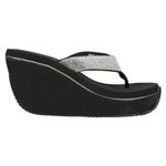 Volatile Women's Glimpse Diamonte Rhinestone Wedge Thong Sandals, Black, 9