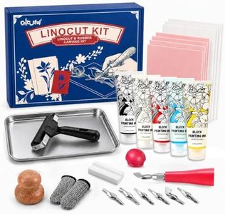 Colorful Linoleum Blocks for Printmaking, Stamp Making Carving Linocut Kit for Kids DIY Gift, Rubber Stamp Carving Screen Printing Kit