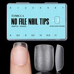 TOMICCA Extra Short Square Nail Tips - 450Pcs Soft Gel Nail Tips, Acrylic False Gel x Nails, 15 Sizes Double-sided Matte Full Cover Gel False for Nail Salon, Beginner