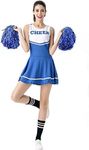 ThreeH Cheerleader Costume Fancy Dress Cheerleading Uniform No Pom-Pom C40Blue