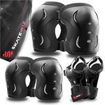 SKATEWIZ knee and elbow pads Skateboard pads - Skate Pads BLACK in M - elbow and knee pads kids for roller skates - skate guards knee and elbow pads for children - skate pads adult