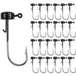 Ned Rig Fishing Jig Heads Baits, 25pcs Crappie Mushroom Jig Hooks for Soft Lures 5 Colors (Black, 1/6oz)