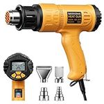 SEEKONE Professional Heat Gun 2000W 50℃- 600℃ with Large Digital LCD Display Industrial Hot Air Gun Kit Variable Temperature Control, Power-On Memory, ℃-℉ Conversion, Power-Off Delay Function