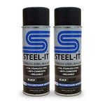 Steel-It 1012B, Polyurethane Aerosol, Stainless Steel in a Can Protects Against Corrosion, Industrial Paint Coatings, Heat/Wear Resistant, Weldable, Food Safe, Easy to Apply, Black (2 Pack)