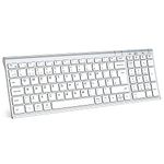 iClever Wireless Bluetooth Keyboard, Keyboard Rechargeable Bluetooth 5.1 Stable Connection to Multi Devices Silent Slim Keyboard for Mac, iPad, iPhone, iOS, Android, Windows, QWERTY UK Layout