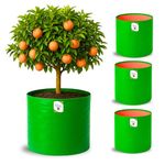 ORGANIC BAZAR 18x18 Big Size Grow Bags for Terrace Gardening, Premium HDPE Green-Orange Large Planters for Fruit Tree (Pack of 4)