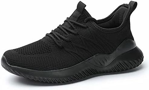 Women's Ladies Tennis Shoes Running Walking Sneakers Work Casual Comfor Lightweight Non-Slip Gym Trainers, Black, 8