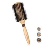 BRUSHZOO Round Brush, Boar Bristle Round Brush for Blow Drying, Add Shine/Volume, Hair Bursh with 100% pure Boar Bristle and Nylon Pins for Styling Curling and Straightening (2.2 Inch)