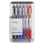 TUL Retractable Gel Pens, Medium Point, 0.7 mm, Silver Barrel, Assorted Business Inks, Pack of 12 Pens