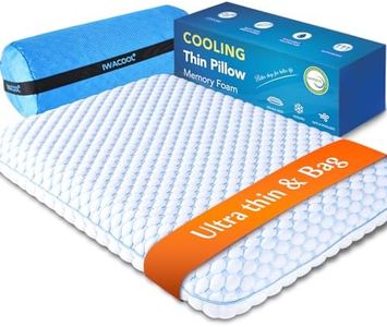 Iwacool Stomach Sleeping Pillow for Stomach & Back Sleepers,Cooling Gel Thin Memory Foam Pillows for Back Shoulder Neck Pain Relief - Low Profile Ultra Flat Soft Pillow Cases with Zipper 2.25-Inches