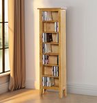 Hallowood Furniture Aston Oak CD Storage with 7Shelves, CD Rack, Tall Bookcase, CD Tower Rack, Book Shelf for Living Room, Cupboard Storage, Hallway Storage Unit for 200 CDs