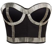 Alivila.Y Fashion Corset Alivila.Y Fashion Womens Sequins Punk Goth Bra Corset Top XL/Bust:34-36inch Waist:28-30inch BlackSilver