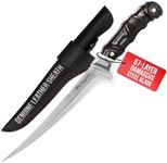 Charlie's Worms 8" Filet Knife for Fish, Stainless Steel Flexible Blade, Razor-Sharp Fillet Knife for Meat & Fish, Non-Slip Handle, Sheath Included, Perfect for Cleaning & Trimming, Gift Box