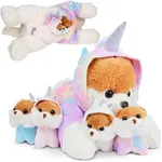 PixieCrush Bernese Dog Stuffed Animals with Babies Inside - 5-Piece Set of Mommy and Puppies Plush for Imaginative Play - Soft Cuddly Companion for Kids - Stuffed Animals for Girls Ages 3 to 8 Years