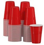 Plastic Cups – Red Disposable Cups 12oz(50 Pcs) - Red Party Cups for Christmas, Garden Party, Weddings, Picnics – Red Cups Reusable and Recyclable