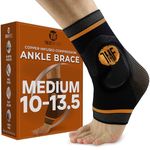 Compression Ankle Brace with Silicone Ankle Support and Copper - Plantar Fasciitis Brace for Foot Pain & Achilles Tendonitis Relief - Ankle Brace for Women & Men - Medium Size